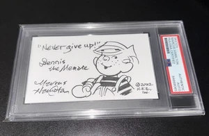 Marcus Hamilton Sketch Auto Index Card PSA/DNA Dennis the Menace Comic Strip Art - Bild 1 von 1