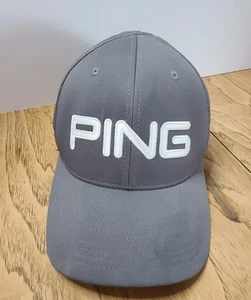 Ping Golf Hat Gray White Embroidered Logo SensorCool Flexfit Men's S/M **flaw** - Picture 1 of 16