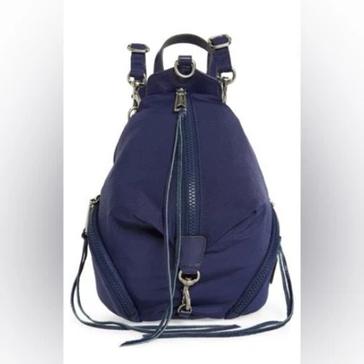Mochila Convertible Rebecca Minkoff Julian Nylon en Azul Marino, Borde de Cuero Foto 1 de 4