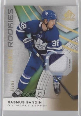 2019-20 SP Game Used Gold Spectrum Premium Materials /65 Rasmus Sandin Rookie RC - Image 1 of 2