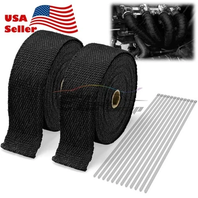 Cinta térmica de aislamiento de cabezal colector envolvente térmica de escape negro de 2 rollos x 2" 50 pies Foto 1 de 4