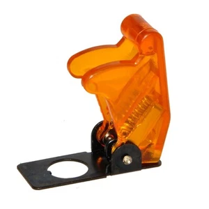 FLIP UP FLICK AIRCRAFT STYLE 12V 24V TOGGLE SWITCH COVER GUAR TRANSPARENT ORANGE - Picture 1 of 1