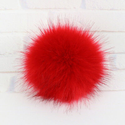 9Colors Fluffy Faux Fur Pompom With Snap Button For Hat Bag Clothes DIY Crafts • 2.55€