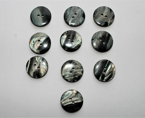 10 iridescent black & silver 3/4" plastic buttons Cover
