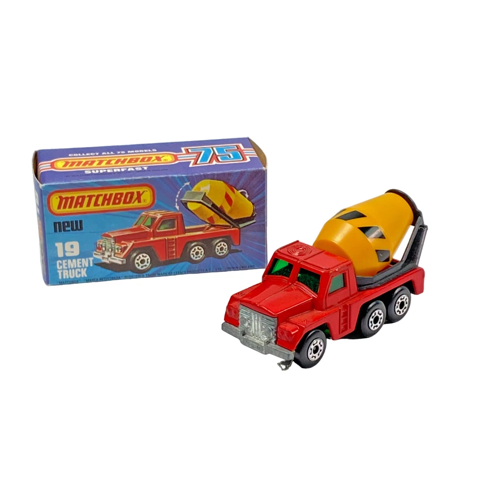 Matchbox Cement Truck Superfast Red 19 Toy Car With Box 1976 Lesney With Box - Image 1 of 4