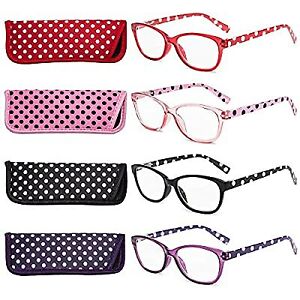 Polka Dots Fashion Ladies Reading Glasses 4 Pairs High Quality Spring Hinge Read
