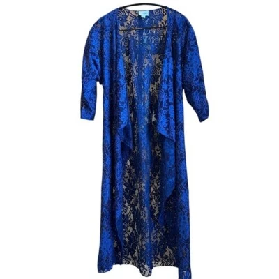 LuLaRoe Kimono Duster Long Womens Small Blue Lace Beach Coverup Date Night - Image 1 of 4