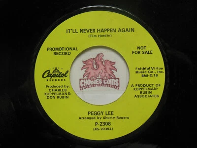 Peggy Lee: Misty Roses / It'll Never Happen Again, 45 RPM VG+ (LC)  Foto 1 de 2