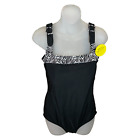 IT FIGURES! Congo Print C Cup and Up TANK Swimsuit 1-pc BLACK Sz 18 NWT (READ)