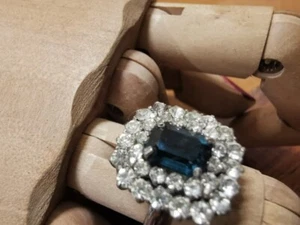 anello argento cristalli zaffiro strass - Foto 1 di 3