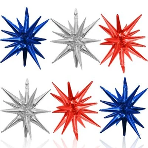 HILAVO 6PCS Star Balloons, 22Inch Huge Red Blue White Explosion Star Balloons - Picture 1 of 7