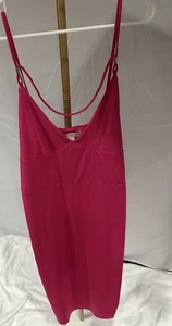 NWT NICKI MINAJ Hot Fuchsia Pink Spaghetti Strap Stretch Midi Dress Sexy BodyCon - Picture 1 of 4