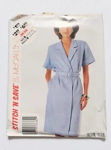 Stitch 'n Save By McCall's Pattern 3638 Wrap Dress Belt Sz 14 16 18 B Cut 1988 - Picture 1 of 5