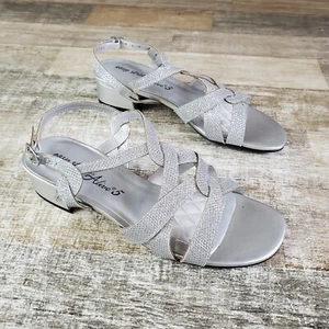 Sandalias de tacón Easy Street Didi para mujer con tiras talla 5,5 M plateadas brillantes - Imagen 1 de 10