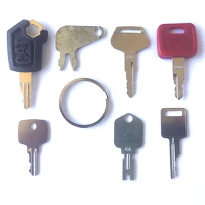 7 PC Heavy Equipment Key Set CAT Case John Deere Hitachi Hyster Komatsu Bobcat - Picture 1 of 9