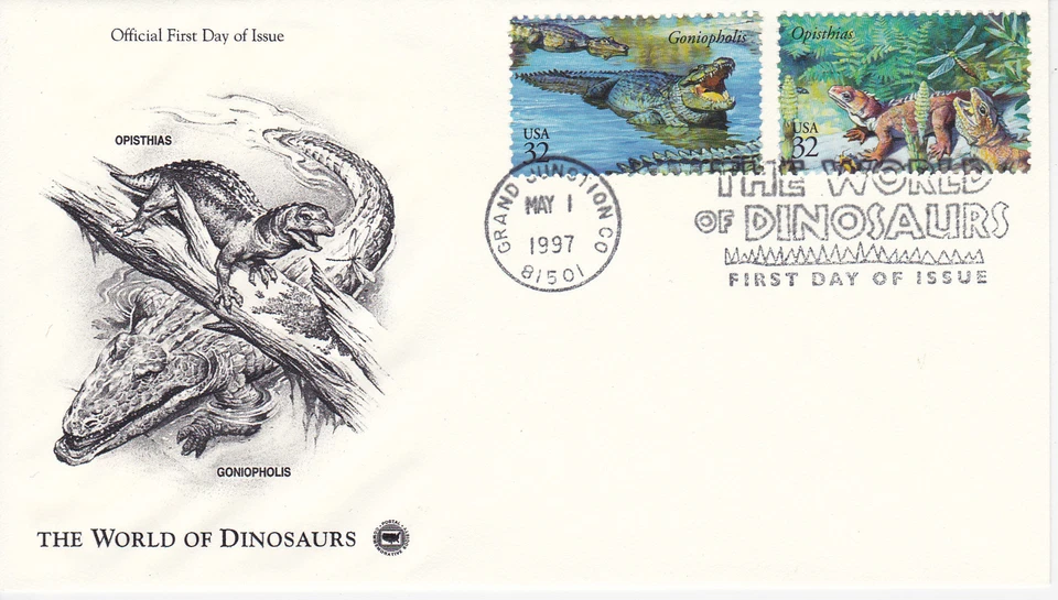 FIRST DAY EVENT COVER FDC 1997 WORLD OF DINOSAURS COMMEMORATIVE POSTAL SOCIETY - Image 1 of 1