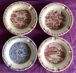 4 VERNON KILNS ASHTRAYS NAPA VALLEY Mother Lode Mission San Rafael Eastern Star - Picture 1 of 9