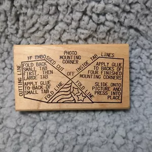 Vintage 1996 JD impressions woodmounted rubber stamp large star corners - Picture 1 of 5