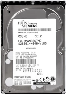 Fujitsu A3C40028801 S26361-H648-V100 MAN3367MC 36GB 10K 8MB SCSI U160 3.5'' Zoll - Afbeelding 1 van 3