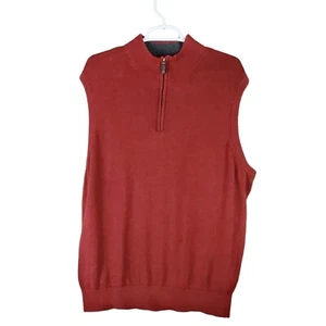 Daniel Cremieux maglione smanicato Supima cotone marrone 1/4 zip uomo taglia large - Foto 1 di 6