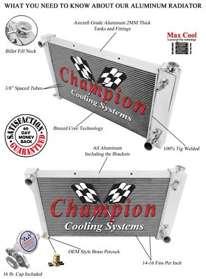 3 Row RN Champion Radiator 28" Core for 1967 - 1972 Chevrolet Blazer V8 Engine - Image 1 of 4
