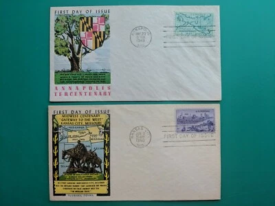 Lot of 2 1949-50 Fluegel First Day Cover City of Annapolis & Kansas City Cachet - Image 1 of 4