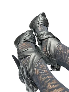 Rock & Republic schwarz Leder & Mesh sechs Zoll Kegel Heels - Bild 1 von 12