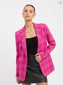 Kookai Verona Check Blazer Hot Pink Size 36 AU 8 Never been worn - Picture 1 of 9