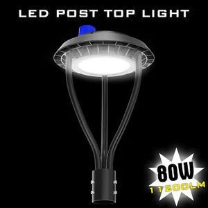 80W Post Top Area Lamp Circular Outdoor Garden Lawn Walkway LED Pole Light Bulb - Picture 1 of 12