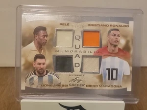 2022-23 LEAF ULTIMATE PELE/RONALDO/MESSI MARADONA  Game used QUAD 17/30 - Picture 1 of 8