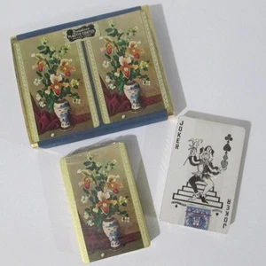 Duratone Canasta Playing Cards 2 Sealed Decks Flowers Mid Century - Picture 1 of 8