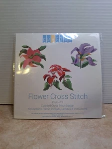 Kraftex Pack/3 Flores Contadas Punto de Cruz Diseño Iris Lirio Poinsettia - Imagen 1 de 9