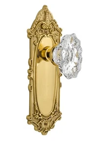 Warehouse Victorian Plate with Chateau Knob, Single Dummy, Polished Brass - Picture 1 of 2