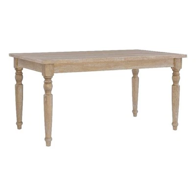 Mesa de comedor decorativa de madera de roble Linon Avalon patas torneadas en marrón natural claro Foto 1 de 4