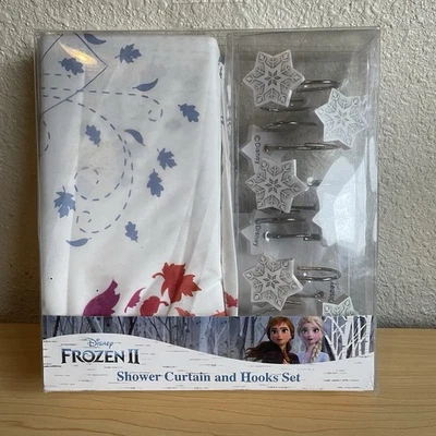 全新 迪士尼 冰雪奇缘浴帘和挂钩 套装 蓝色 FLAW Plz Read — 第 1/4 张图片
