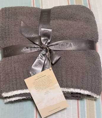 BAREFOOT DREAMS Cozy Chic Contrast Tip Blanket, Beige, 45” X 60” NEW NEVER USED - Image 1 of 4