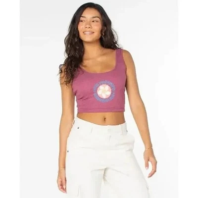 Camiseta corta Roxy Y2K rosa para mujer gráfica sin mangas festival verano talla S/P Foto 1 de 4