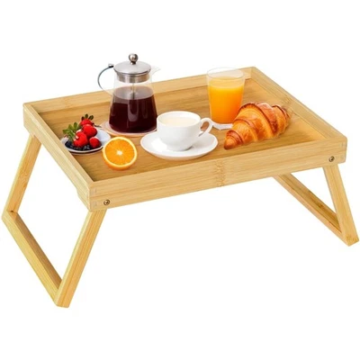 Betttablett Tisch mit klappbaren Beinen, Bambus Frühstück im Bett Essen, Serv... - Bild 1 von 4