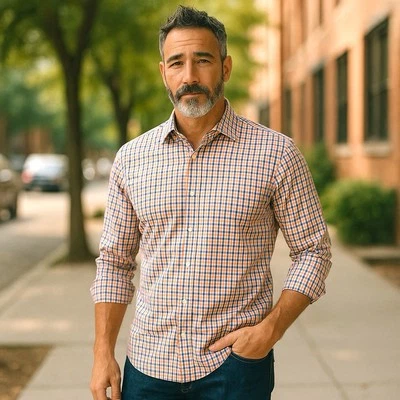 Lorenzo Uomo The Perfect Shirt Men’s 16 (32-33) Colorful Trim Fit Cotton - Image 1 of 4