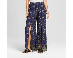 NWT Women's Splint-Front Wide Leg Pants - Xhilaration™ (Juniors') Navy - Picture 1 of 2
