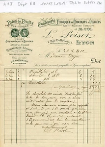 Dépt 69 - Lyon 1 Rue Bellecour - Petite Entête d'une Confiserie du 10/12/1912 - Bild 1 von 1