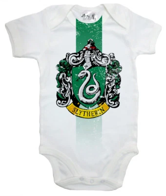 DIRTY FINGERS Harry Potter Baby Bodysuit "Slytherin House Crest" Baby grow Vest Hogwarts