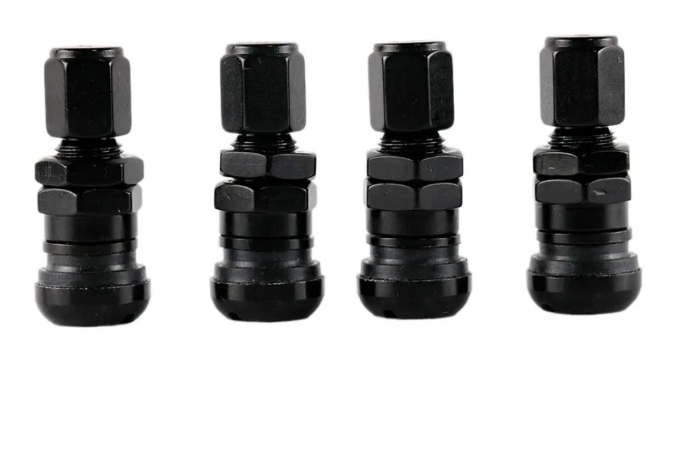 4 RAYS VOLK RACING BLACK FORGED ALUMINUM VALVE STEM CAPS WHEEL RIM UNIVERSAL JDM - Image 1 of 1