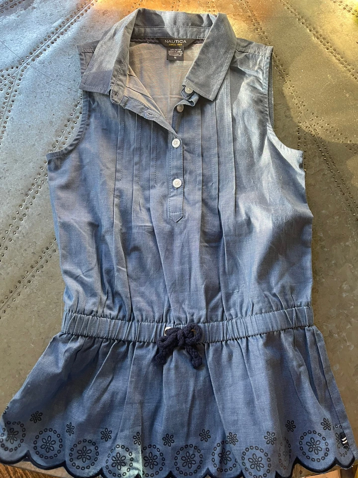 Top túnica denim Nautica para niñas talla 5 Foto 1 de 2