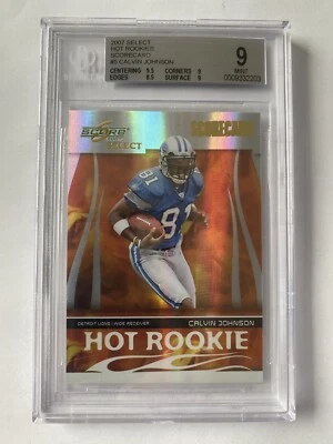 2007 SCORE SELECT HOT ROOKIE SCORECARD HR-5 CALVIN JOHNSON RC #ed 11/100 BGS 9 - Image 1 of 2