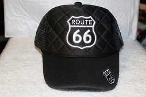 ROUTE 66 HIGHWAY FREEWAY MESH BACK SNAPBACK BASEBALL CAP ( BLACK ) - Picture 1 of 2
