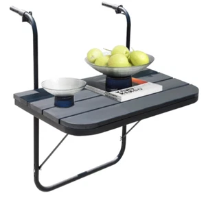 Outdoor Balcony Hanging Table for Railing, Patio Bar Table with 3 Adjustable - Picture 1 of 7