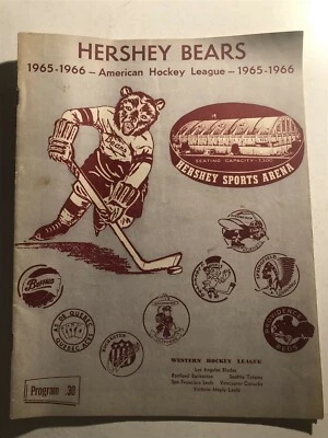 1965 QUEBEC ACES vs HERSHEY BEARS Program Don BLACKBURN Mike NYKOLUK AHL Hockey - Image 1 of 3