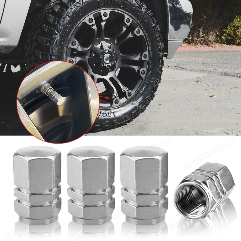 4 tapas de aire de vástago de válvula de rueda/neumático de aluminio plateado para Acura TSX Foto 1 de 4