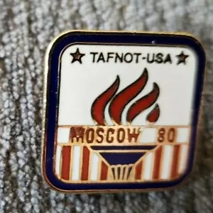 Vintage 1980 USA Moskau 80 Olympische Taschenlampe Pin Reversnadel Emaille Tafnot sowjetisch - Bild 1 von 3